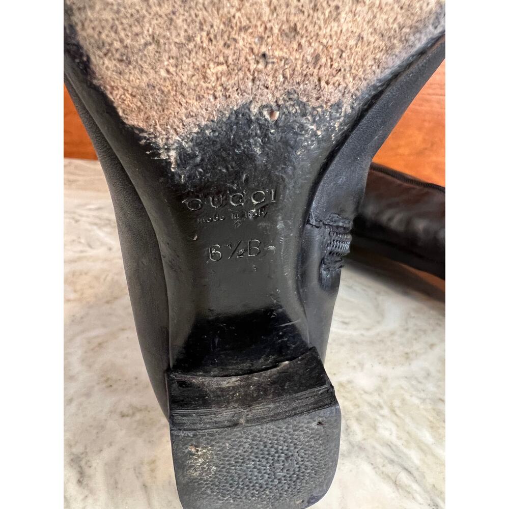 Gucci black leather square toe knee high boots 6.5 - Picture 12 of 15